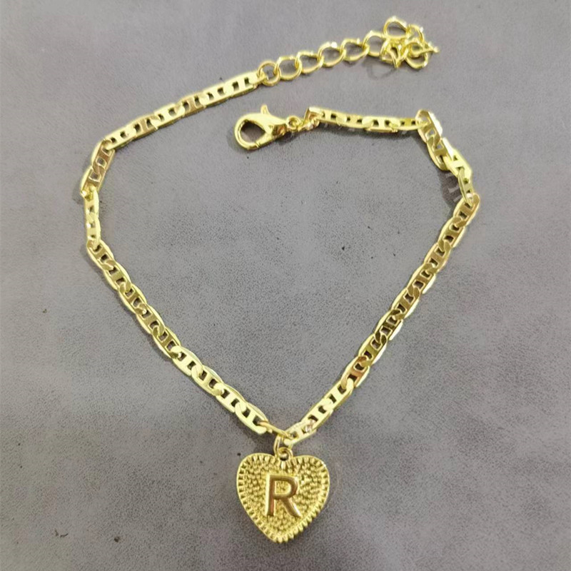 Letter R Bracelet in 14k Gold