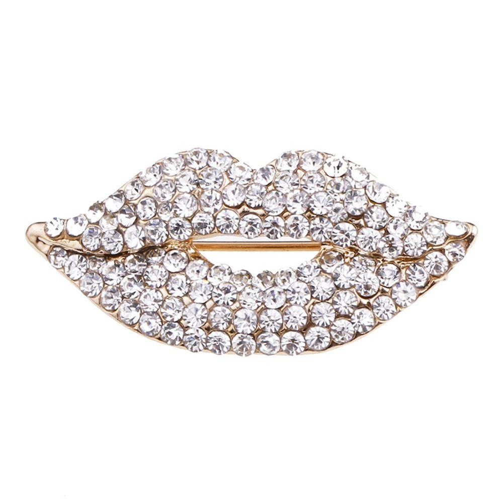 Sexy Crystal Lips Kiss Costume Brooches Corsage Scarf Clips - Temu