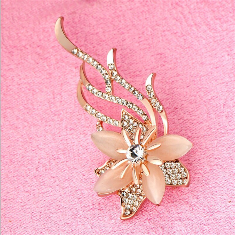 Rhinestone Golden Flower Bouquet Brooch Corsage Scarf Clips Pins Brooches  Safety Pin Women Girls Clothing Decoration