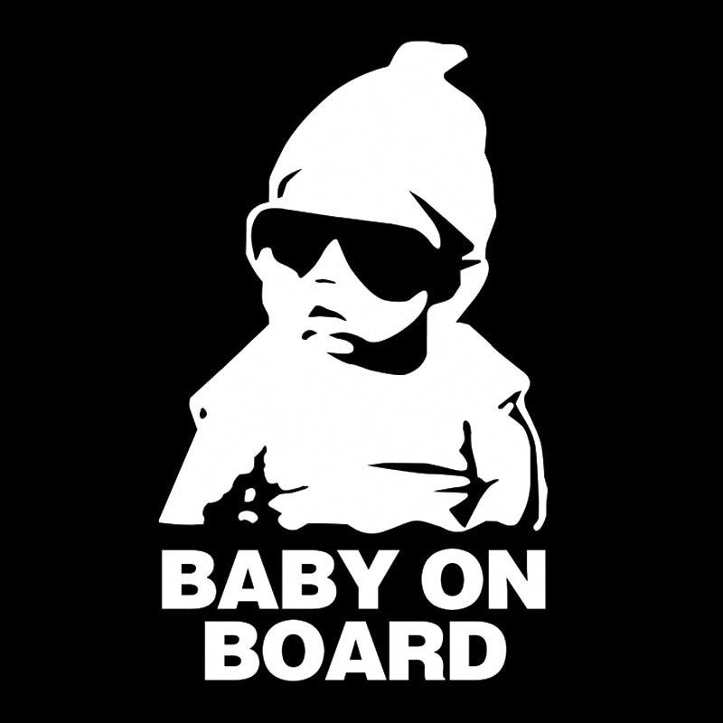 14x9cm 5 51x3 54inch Baby On Board Safety Sign Car Decals Stickers Reflective Sunglasses Child Car Stickers Warning Decals Black White
