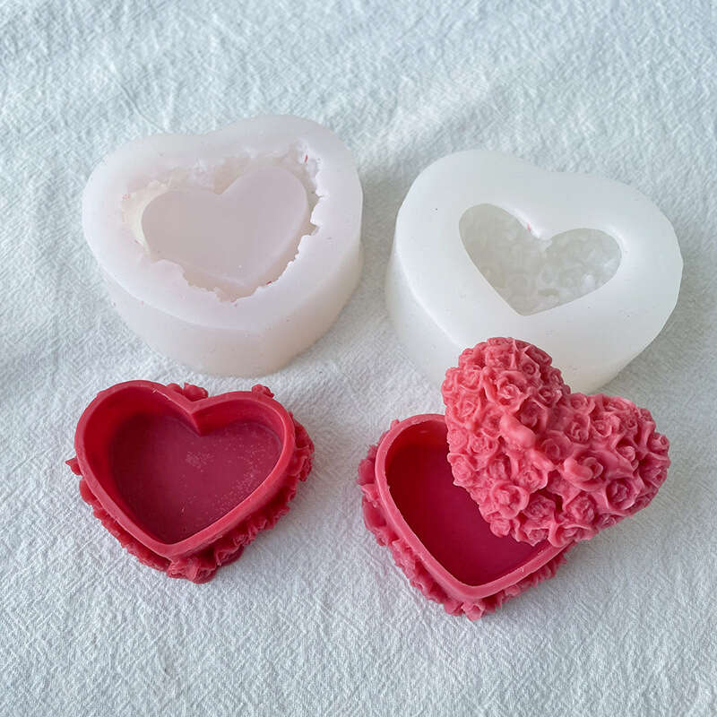 Heart Rose Silicone Candle Mold Kiss Love Soap Resin Mould DIY Chocolate  Making Valentine's Day Gifts Wedding Cake Party Decor