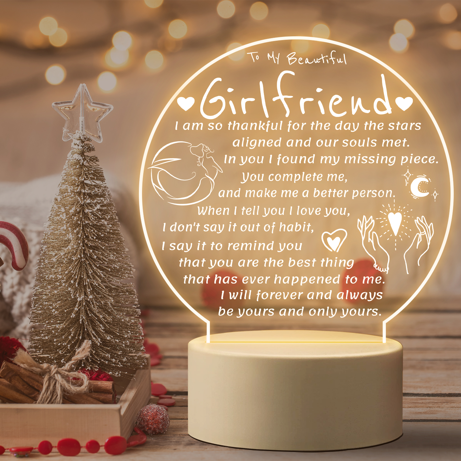 1pc Led Engraved Night Lamp For Girlfriends Gifts Gifts For Girlfriends  From Boyfriend Romantic Girlfriends Gifts Night Light For Christmas  Anniversary Birthday Valentines Day Thanksgiving Holiday Seasonal Gifts