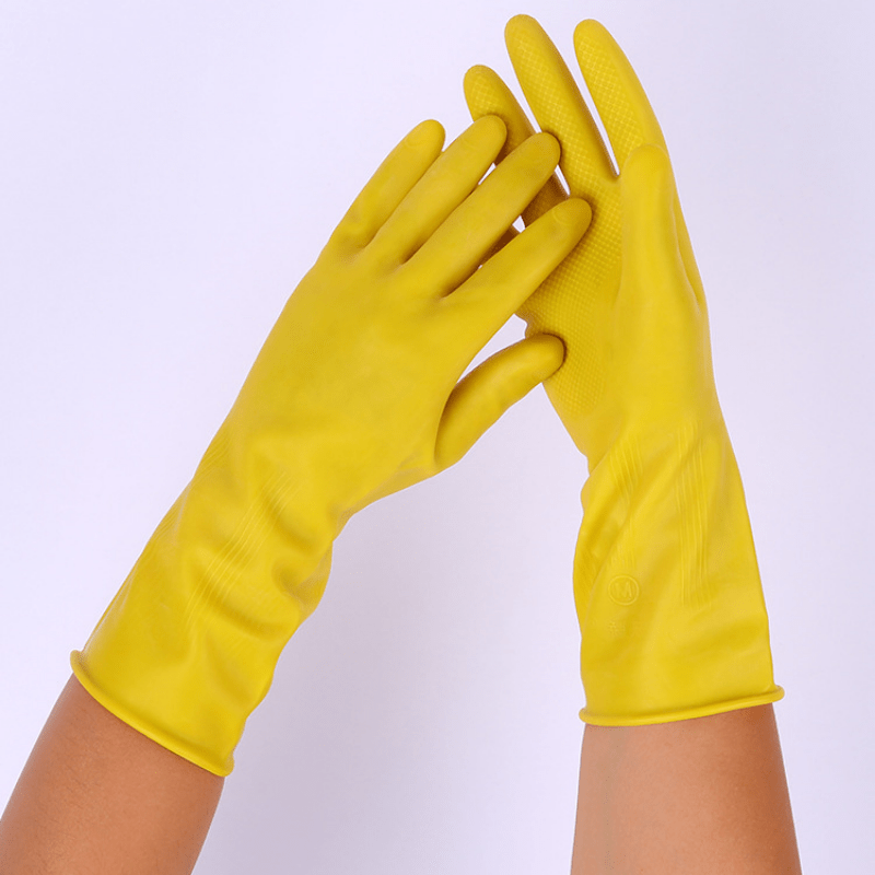  Guantes de limpieza del hogar, guantes de goma reutilizables  para lavar platos, guantes amarillos impermeables para pintar cocina y  jardinería (20 pares, M) : Salud y Hogar