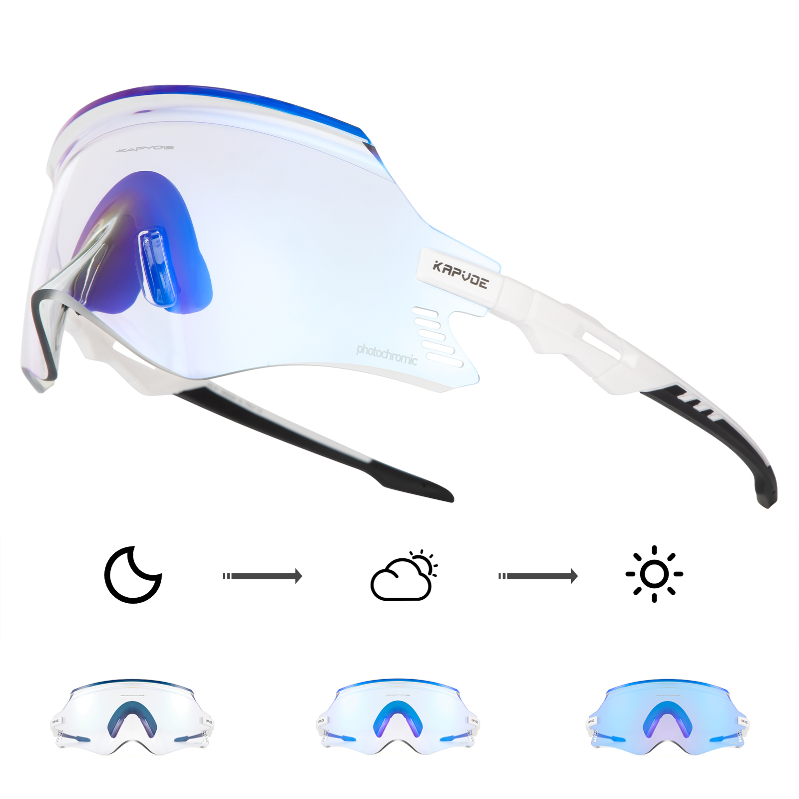 Cycling Glasses Color Changing Blue Red Mens Sunglasses Sports