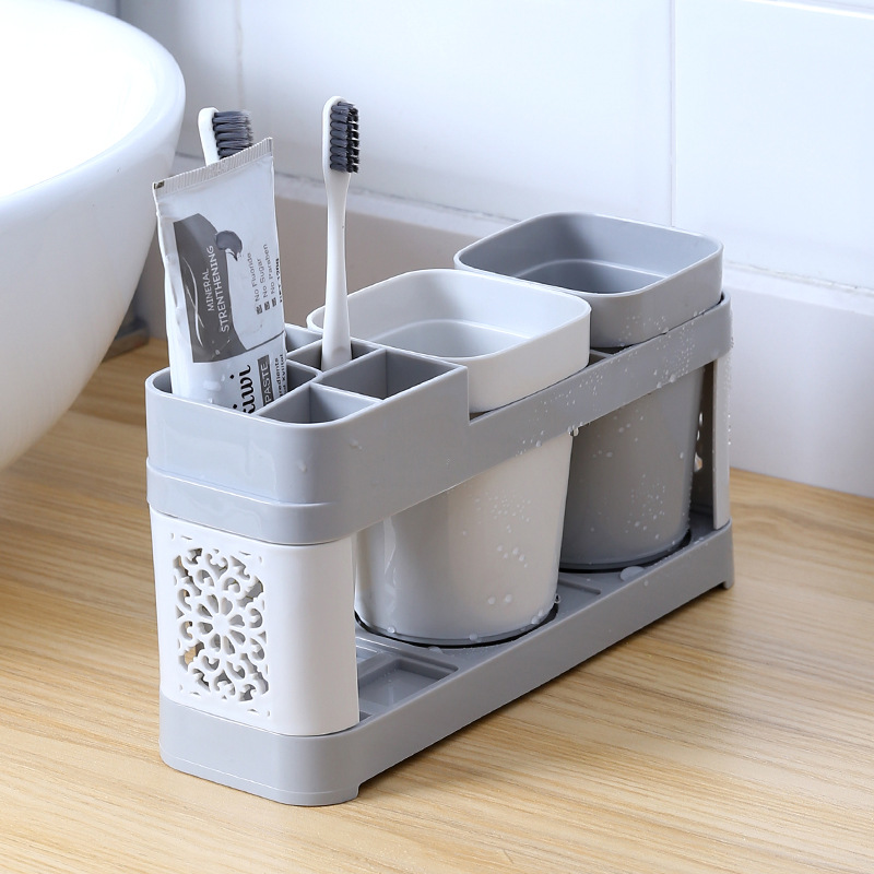 Hollow Design Toothbrush Holder And Toothpaste Holder Set - Temu