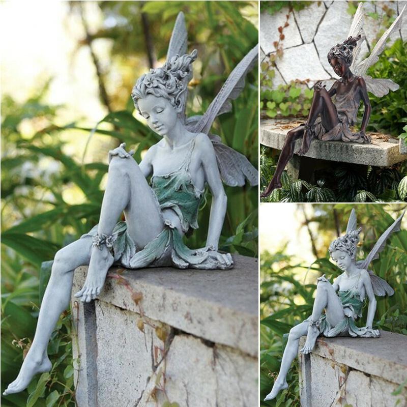 Lampe Solaire Ange Extérieur Décoration de Jardin Bird Feeder Jardin  Sculpture Statue Statue En Résine Statue