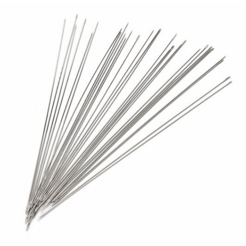 Stainless Steel Collapsible Big Eye Beading Needles, Seed Bead Needle,  Beading Embroidery Needles for Jewelry Making, Stainless Steel Color,  12.5x0.02cm