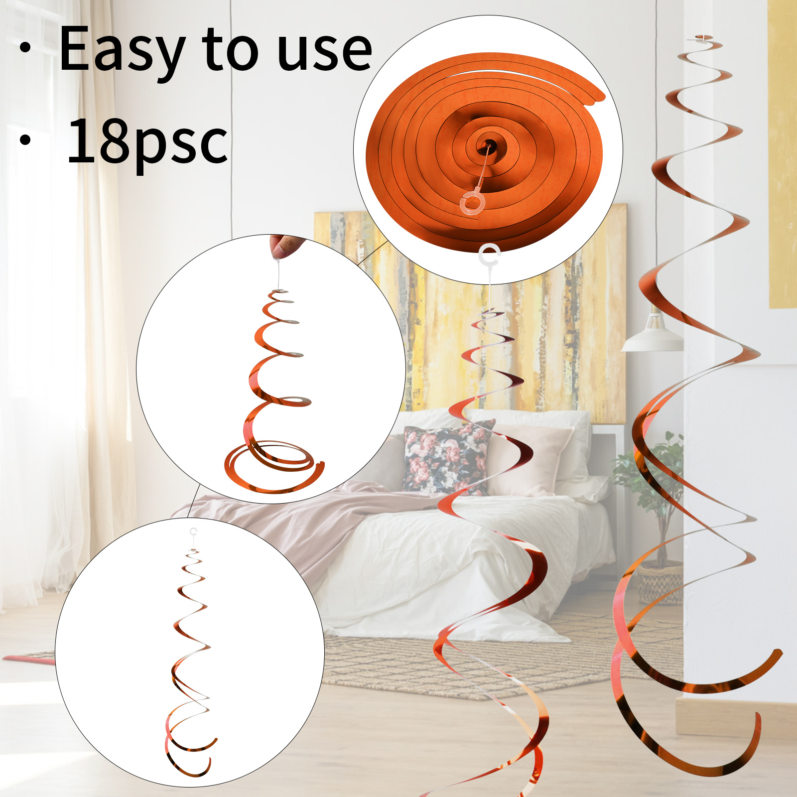 6 Pieces Hanging Swirl Decorations Plastic Streamer Party Swirl