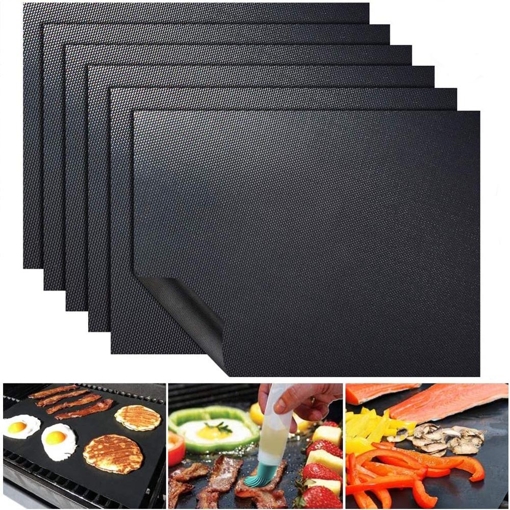 U-KISS 3 pièces/5 pièces tapis de barbecue antiadhésif tapis de pique-nique  en plein air cuisson Barbecue outil noir 