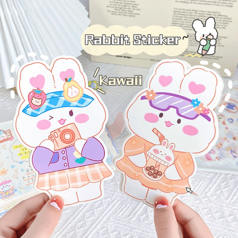 Kawaii Rabbit Stickers Diy Washi Material Sticker Diary - Temu