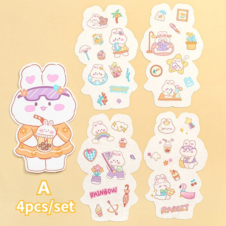 Temu 4pcs 8pcs Kawaii Rabbit Stickers Diy Washi Material Sticker For Diary  Notebook Phone Stickers 2023 New Year Theme Decoration Stickers Stationery, Shop The Latest Trends