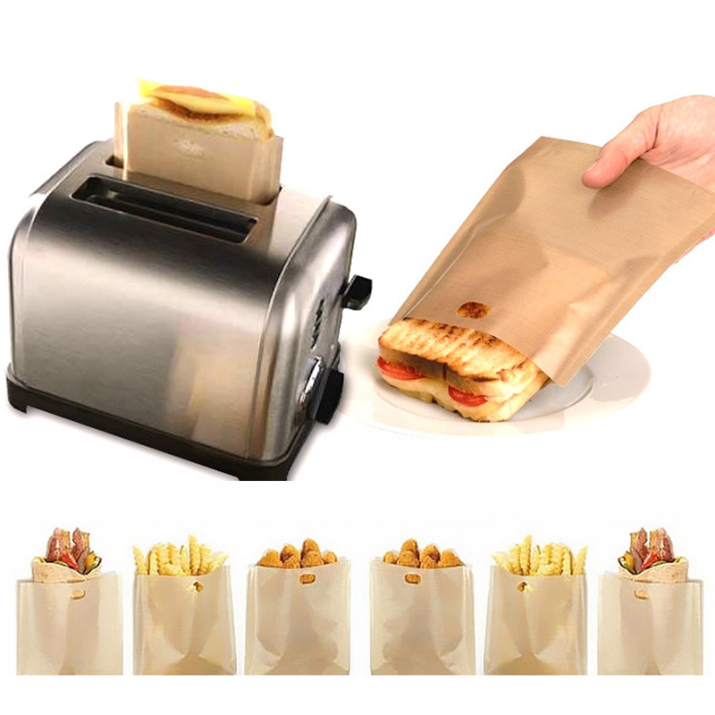 3pcs/lot Non Stick Reusable Heat-Resistant Toaster Bags, Sandwich Fries Heating Bags, Cooking Tools Gadgets, Kitchen Accessories