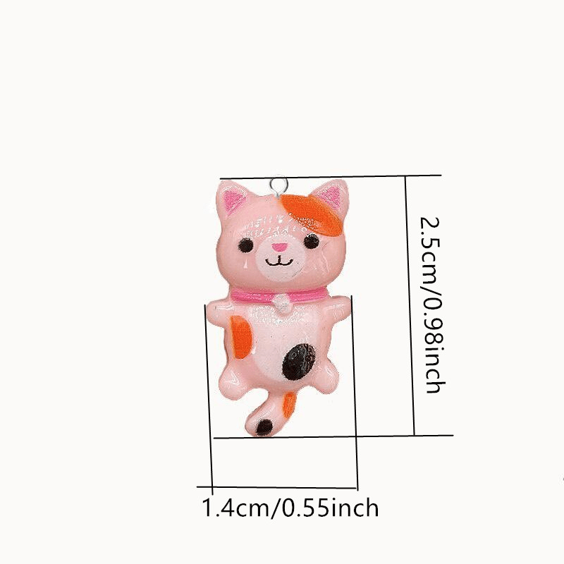 12 Pcs Random Color Cute Cat Shape Charms Pendant for Jewelry Making Animal Resin Charms Jewlery Findings,Temu