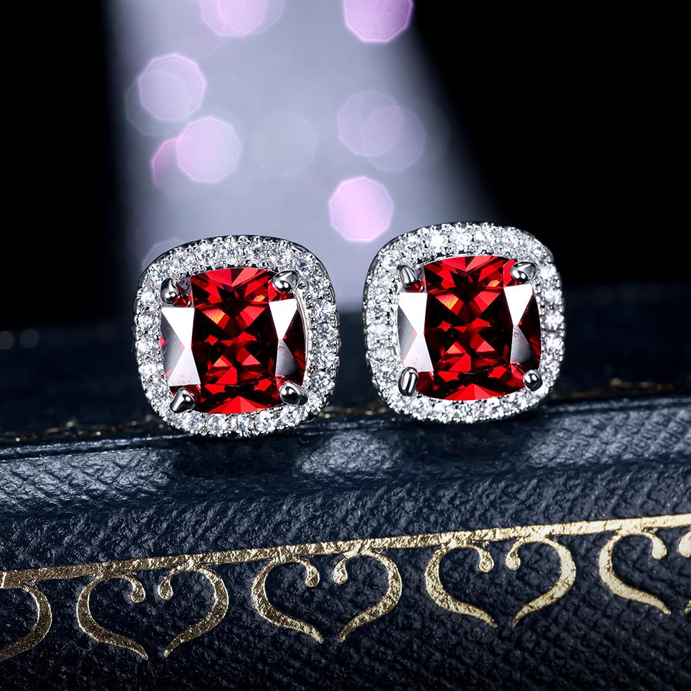 Red Alloy Artificial Stone Earrings 254139