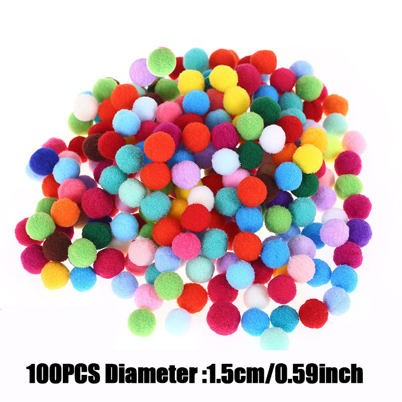 50 Plush Pompoms With Glitter Tips 15 Mm Color Selection Pompom Bobble  Plush Sewing Crafts Border Balls Fluffy Balls for Creative Crafts 