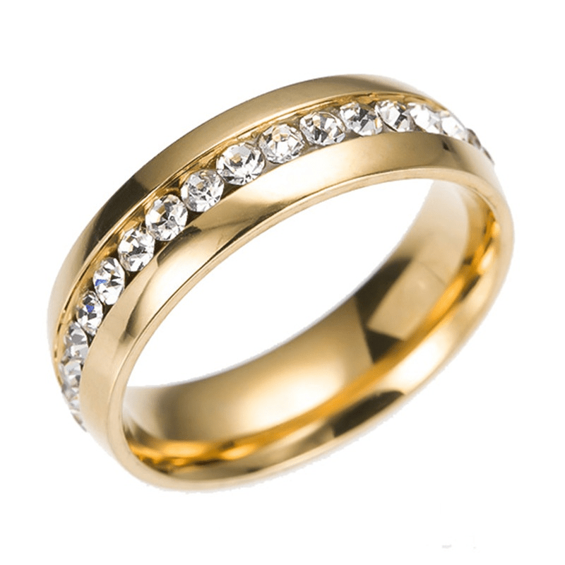 Titanium Steel Couple Ring Zircon Decor Simple Fashion Party Jewelry ...