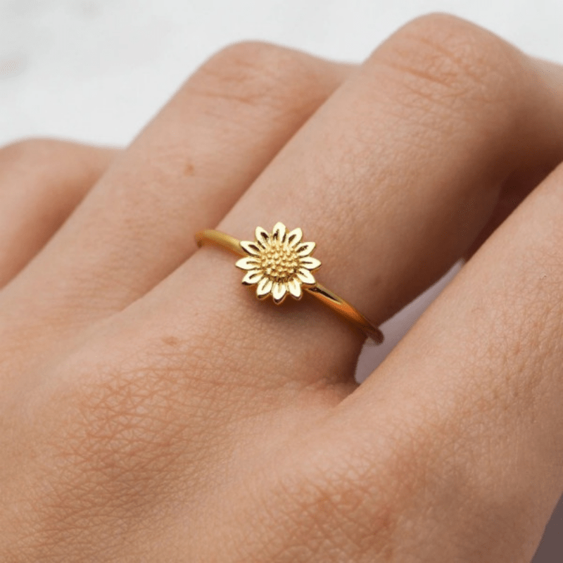 1pc Fashion Sunflower & Bee Decor Cuff Ring For Women For Daily Decoration