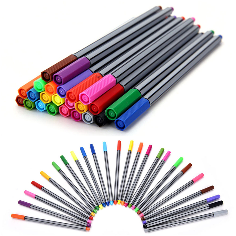 Set 24 Rotuladores COLOR FINELINER profesional punta fina 0,4 mms. Colores  definidos y brillantes para