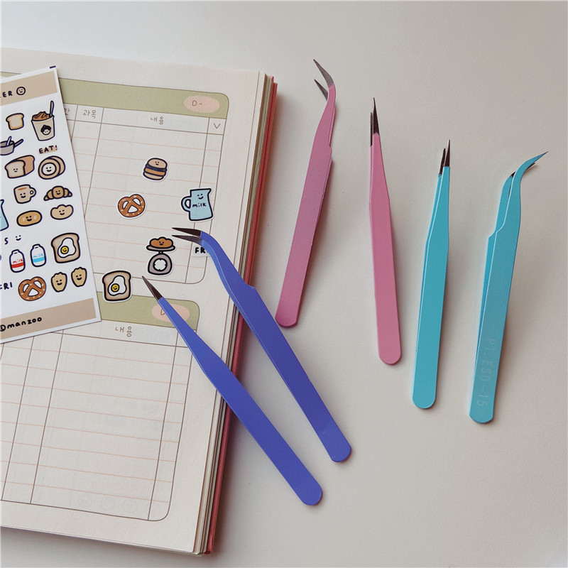 Color Tweezers Macaron Color Creative DIY Scrapbooking Paper Tape Stickers  Multi-Function Tool Tweezers Hand Account Accessories