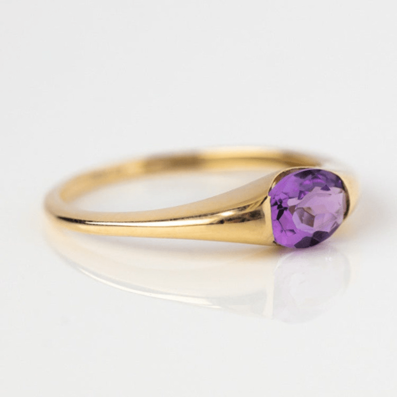 18K Plated Purple Zircon Women Ring, Elegant Decor