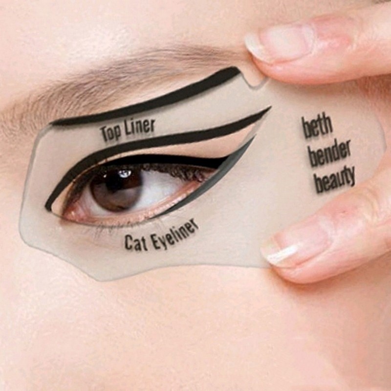 1 Cat Eyeliner 1 Smokey Eye Stencil Beauty Makeup Painting Eye Liner Card Smoky Eyeliner Cat Eyeliner Auxiliary Beauty Makeup Tool 2Pc 1Pair