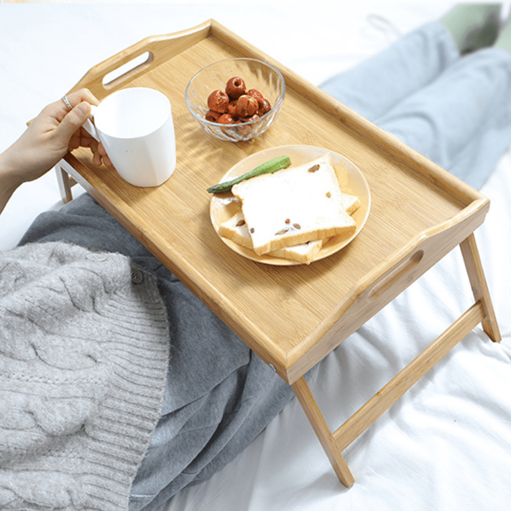 Mesa/bandeja para sofa/cama de madera pulido, con patas plegables, perfecto  para usar como escritorio o tomar el desayuno, excelente regalo de navidad