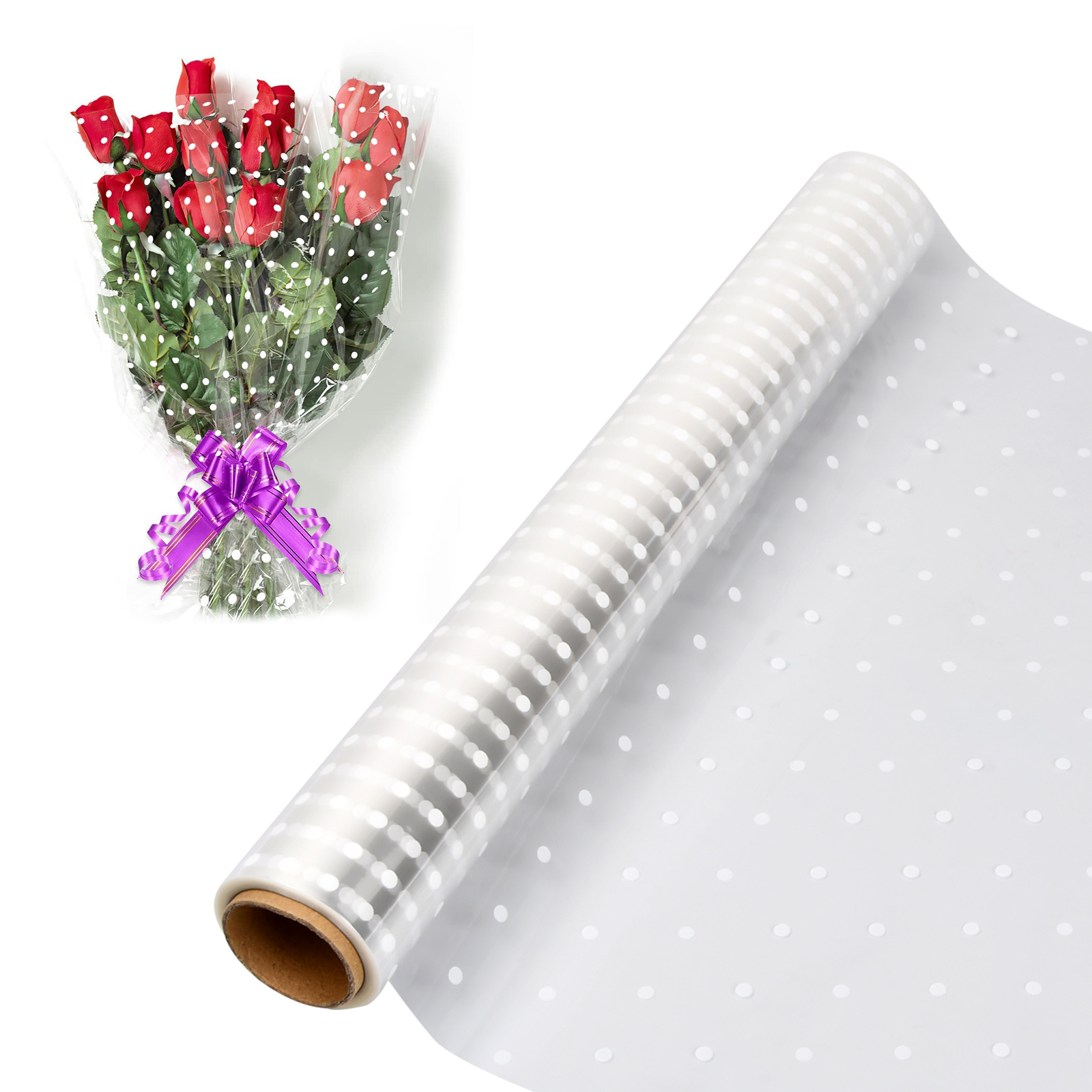 Purple Q Crafts Clear Cellophane Wrap Roll 16 Inches Wide 100 Feet Long Thick Cellophane Roll for Baskets Gifts Flowers Food Safe Cello Rolls (16'x100