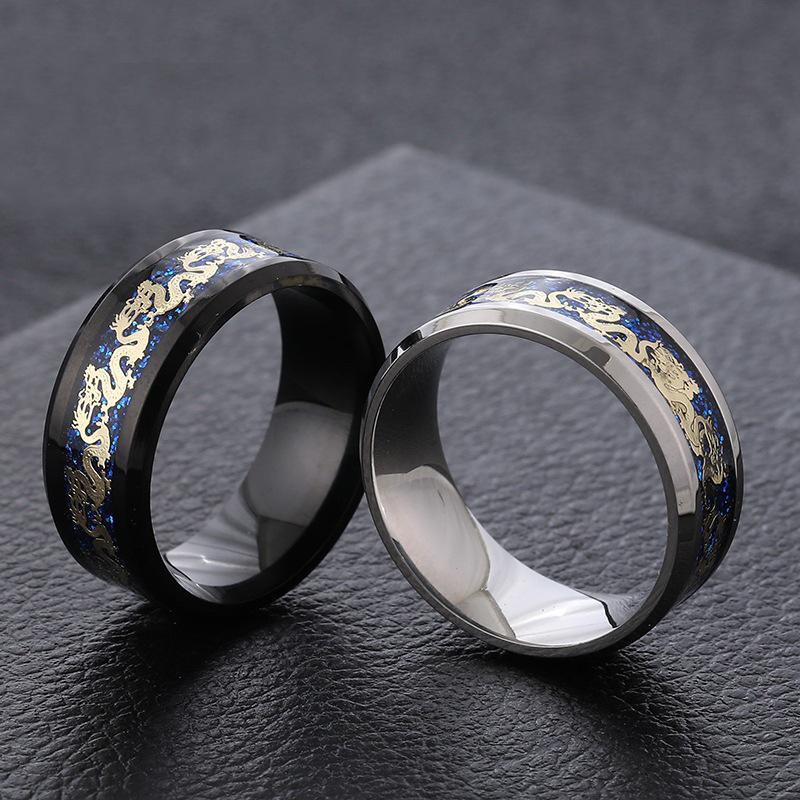 Vintage Dragon Pattern Stainless Steel Ring for Men