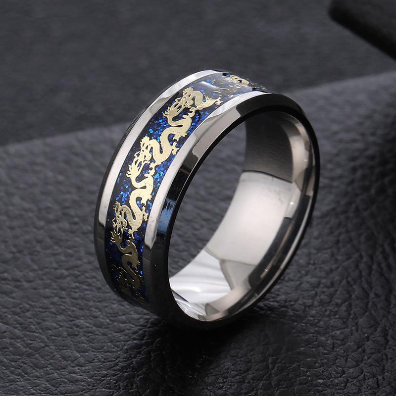 Vintage Dragon Pattern Stainless Steel Ring for Men