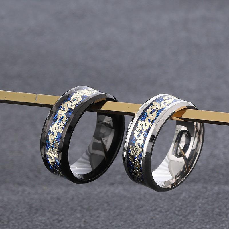 Vintage Dragon Pattern Stainless Steel Ring for Men