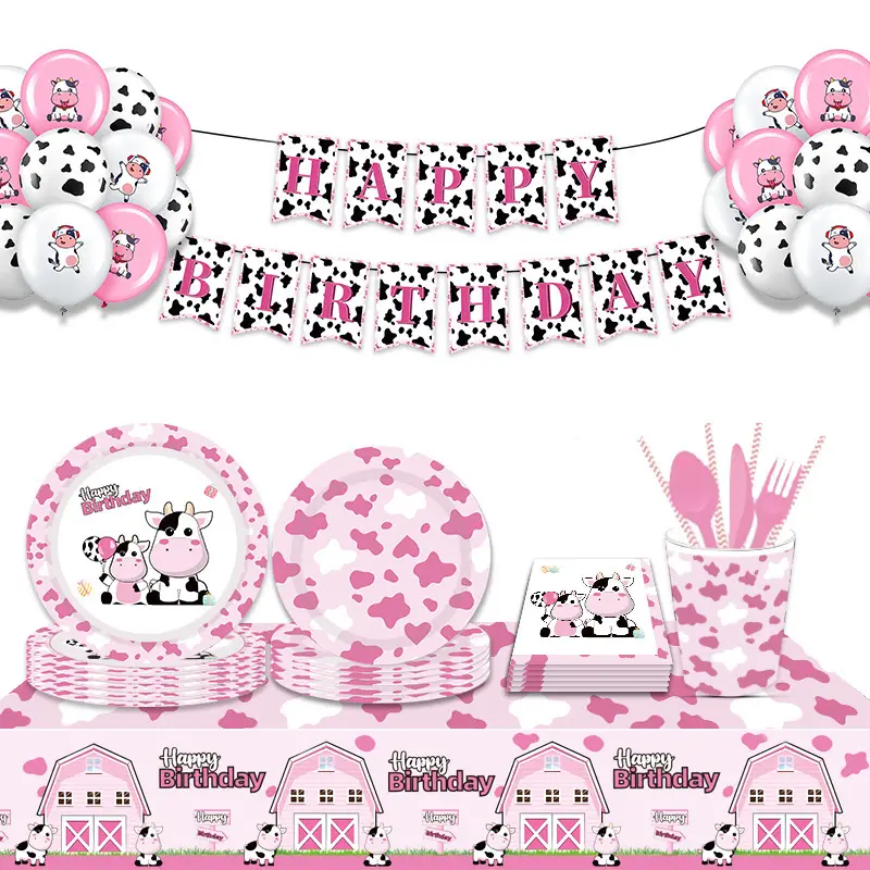 New Pink Cow Tovaglia Decorazione per feste di compleanno per bambini  Tovaglia in plastica usa e getta Tovaglia per feste