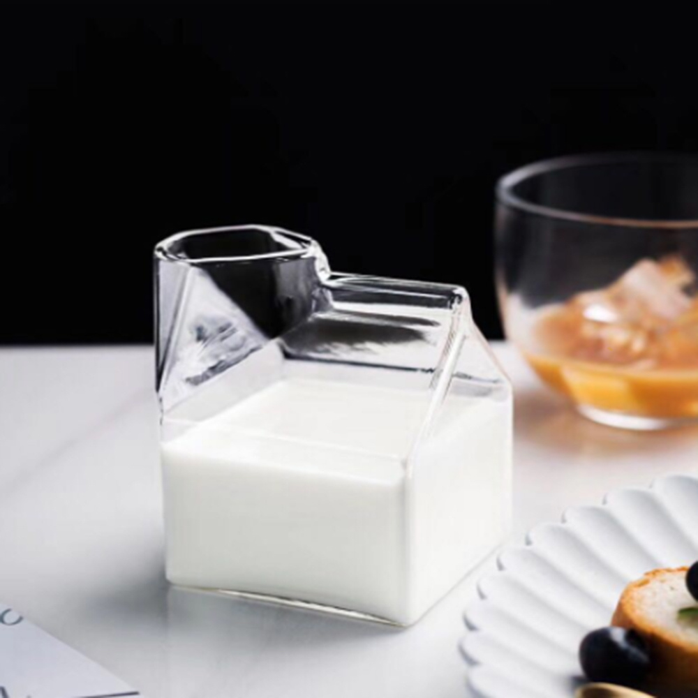 

350ml Glass Mug Milk Carton - High Borosilicate Style Milk Mug, Coffee Mug & Cup - Creative Creamer Jug - Perfect Christmas & Birthday Gift!
