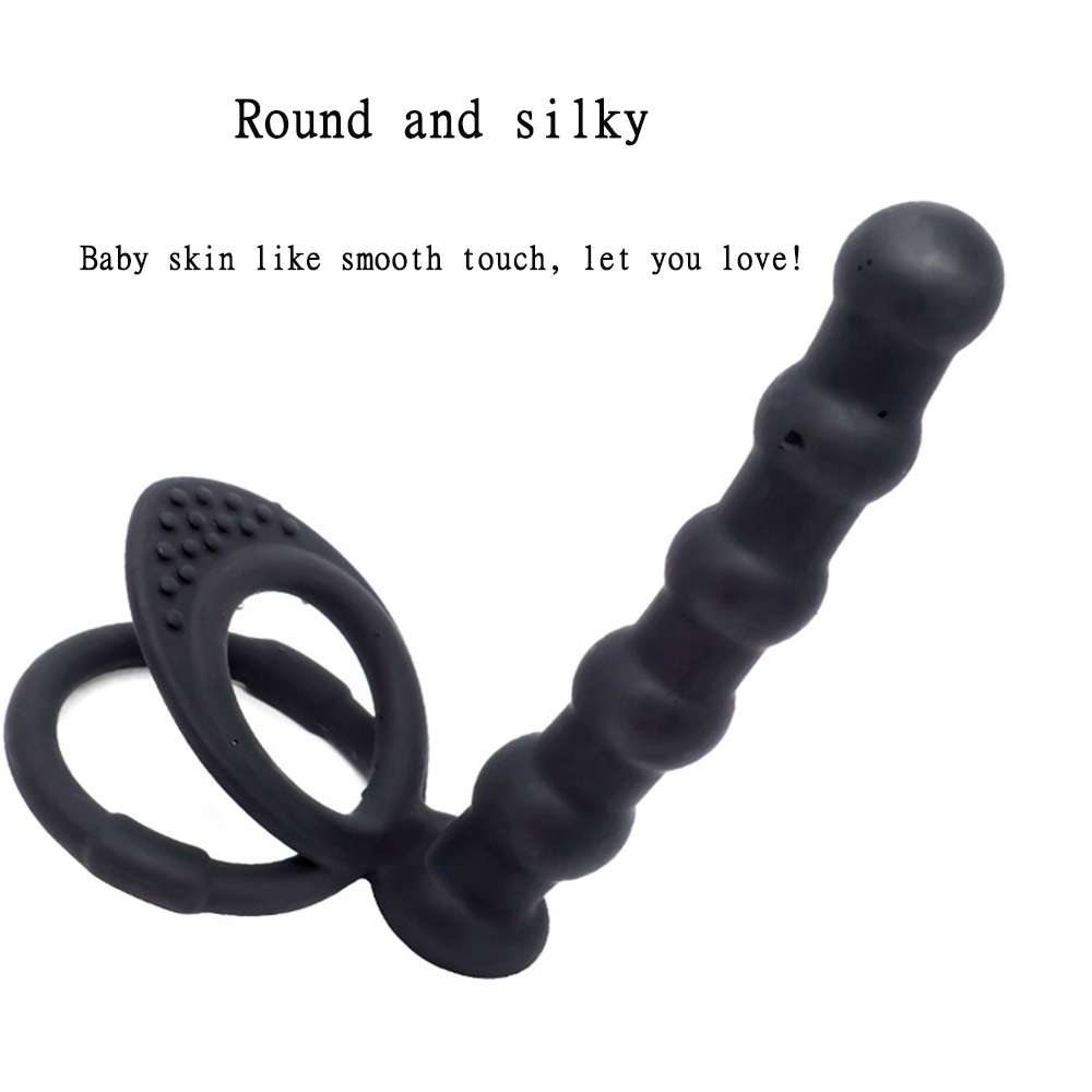 1pc Silicone Strap On Penis Butt Plug Anal Beads With Cock Ring Delay Ejaculation Anus Plug Adult Massager Double Penetration Dildo Massager Anal Sex Toys For Male Man Women Couples