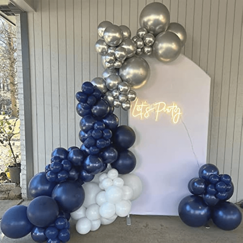 Silvery Black Blue Latex Balloon Arch Garland Aluminum Foil - Temu