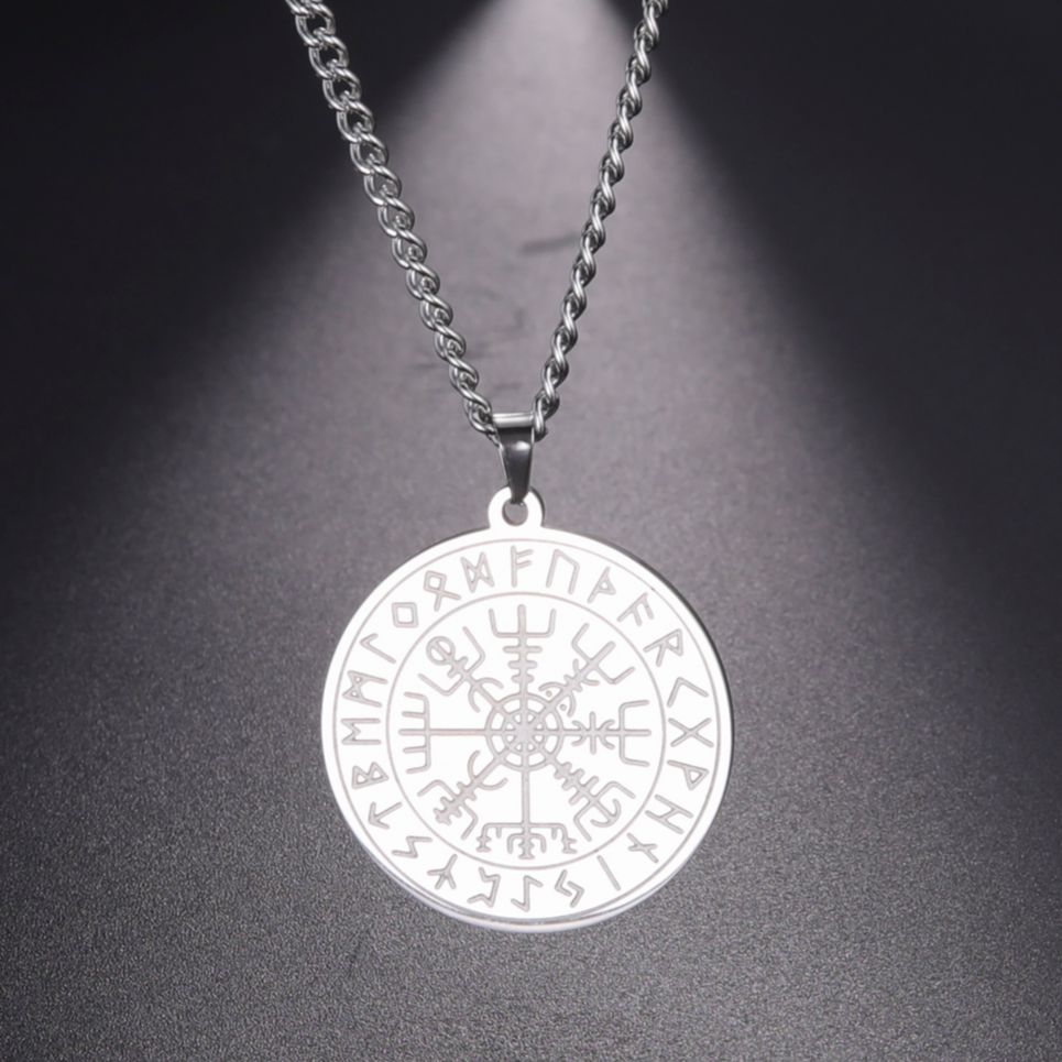 Creative Pendant Necklace For Men Compass Valknut Symbol Stainless