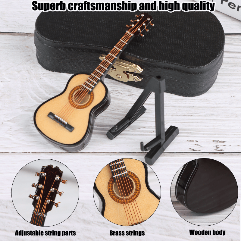 Guitare miniature avec support et étui, mini instrument de musique