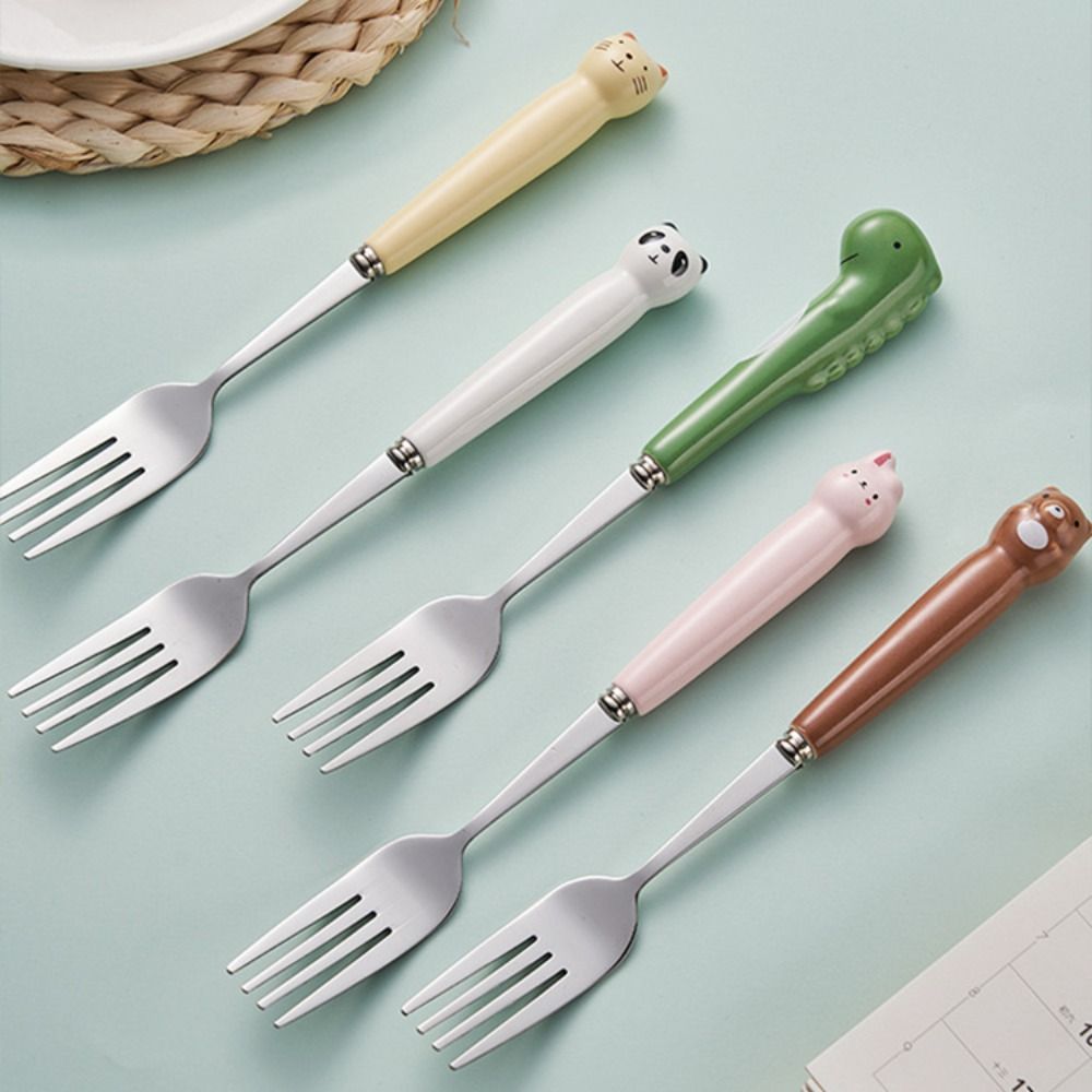 Cartoon Animal Cutlery Set with Ceramic Handle Stainless Steel