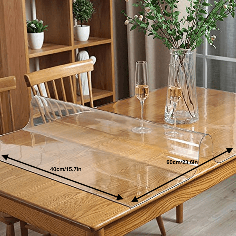 Nappe de protection transparente pour table en verre de salle à manger,  nappe antidérapante et imperméable en PVC, tapis de bureau, table basse 1,5