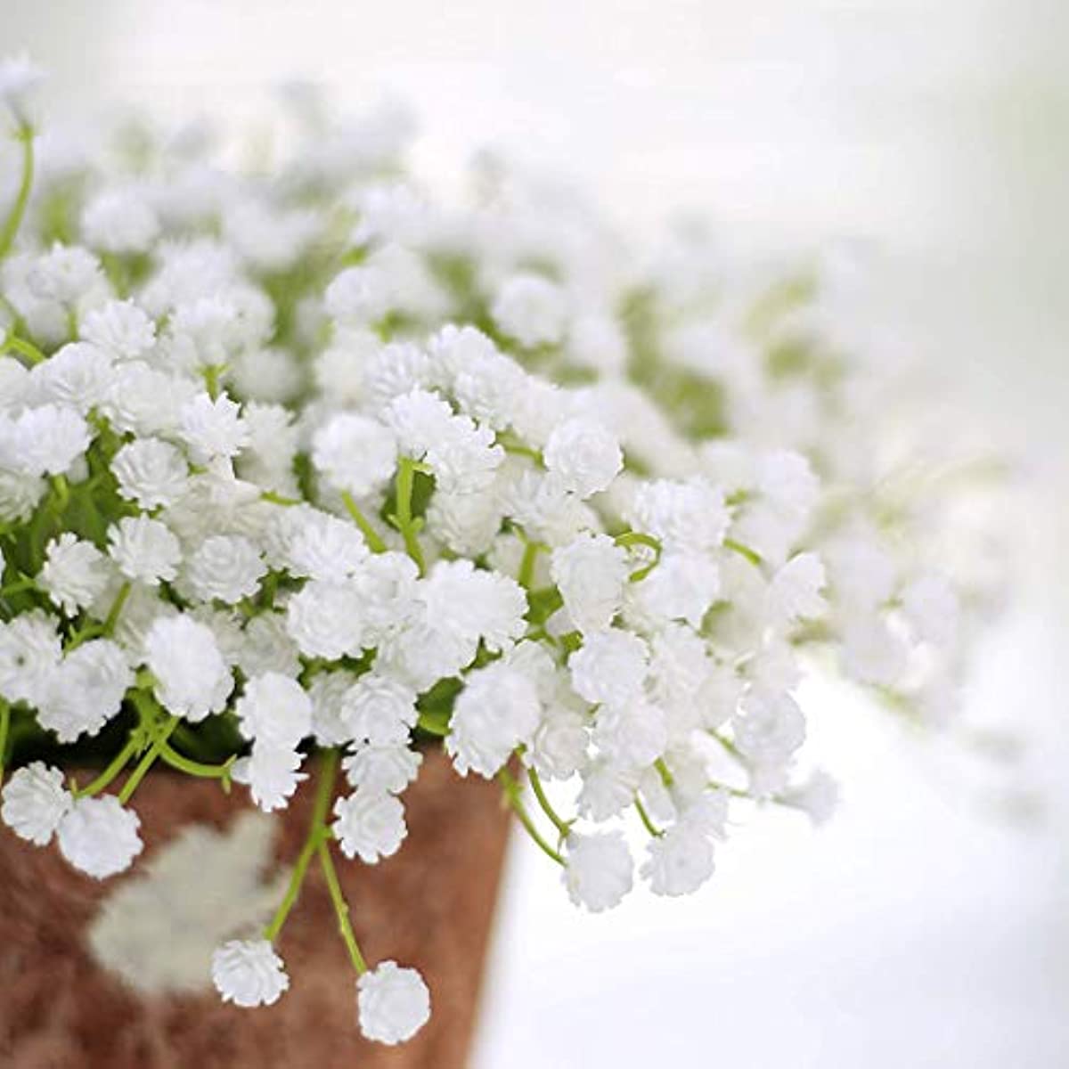 10pcs Artificial Fake Flowers Babys Breath Real Touch Gypsophila Floral in Bulk for Home Wedding Garden Decor (White Long Stem), Size: 22