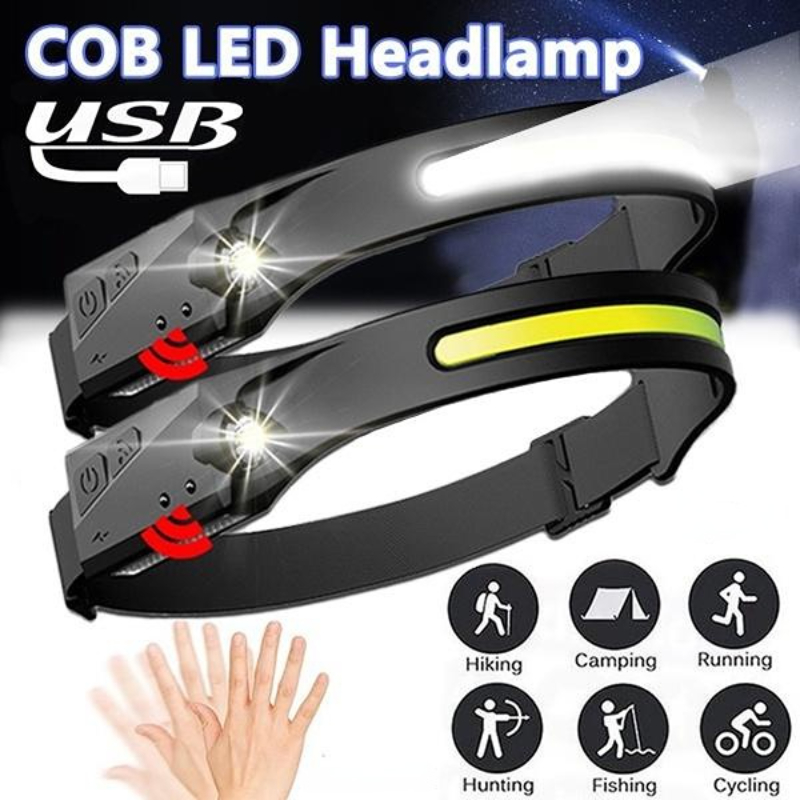 

Rechargeable Led Headlamp - Waterproof & Induction Sensor - Perfect For Outdoor Sports, Camping, Cycling, Hiking, And Fishing