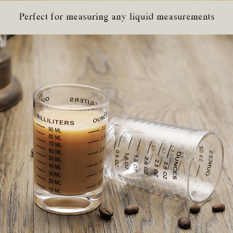 2 Kitchen Glass Measuring Cups 3 Oz/90ml, Liquid Heavy Espresso Glass,  Kitchen Cooking Liquid Measuring Cup (red 90ml Two Pack)