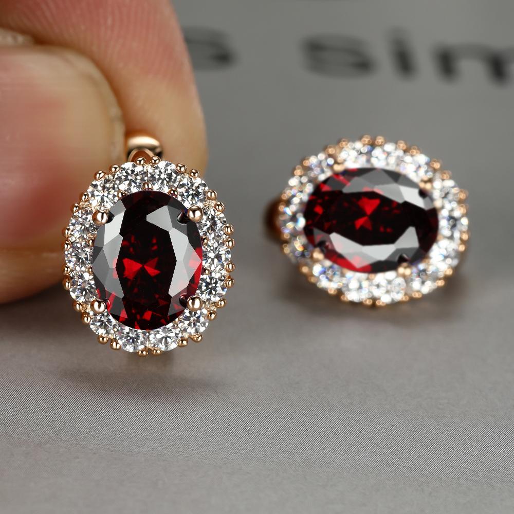 Multicolor Stone Earrings, 18K Plated Bride Engagement Ear Clip Jewelry