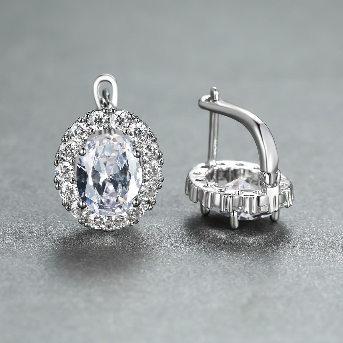 Multicolor Stone Earrings, 18K Plated Bride Engagement Ear Clip Jewelry
