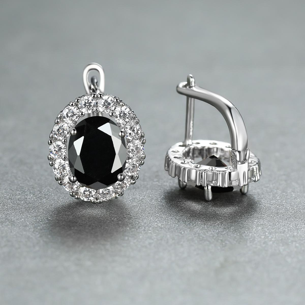 Multicolor Stone Earrings, 18K Plated Bride Engagement Ear Clip Jewelry