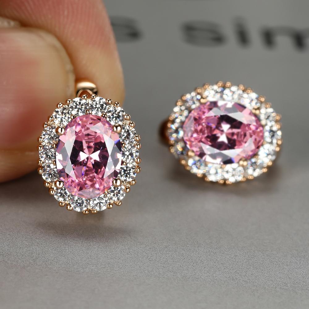 Multicolor Stone Earrings, 18K Plated Bride Engagement Ear Clip Jewelry