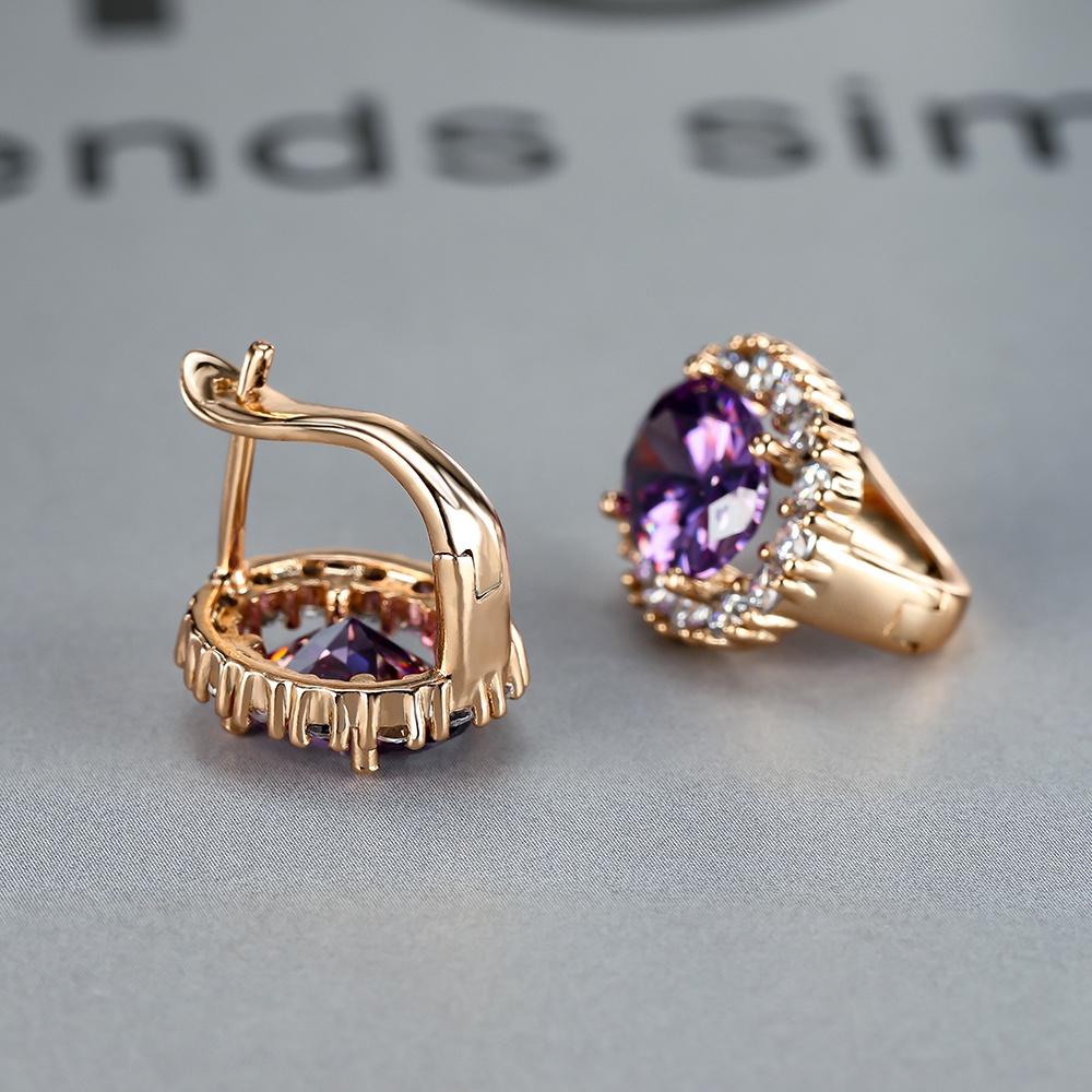 Multicolor Stone Earrings, 18K Plated Bride Engagement Ear Clip Jewelry