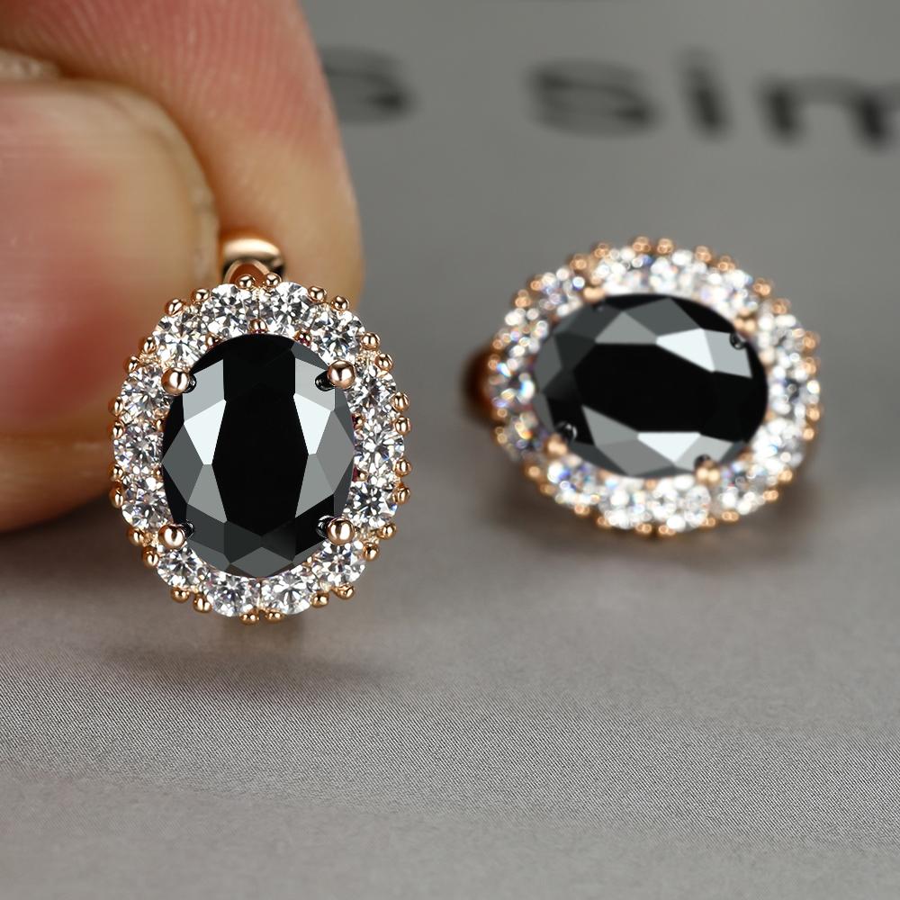 Multicolor Stone Earrings, 18K Plated Bride Engagement Ear Clip Jewelry