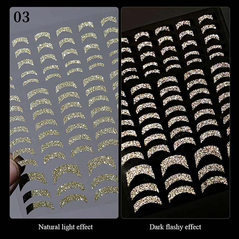 Glitter French Nail Stickers, Sparkly Glitter Nail Decals, 3d Curve Stripe Swirl Lines Nail Art Stickers, Self-adhesive Nails Stickers, Women Nail Decoration