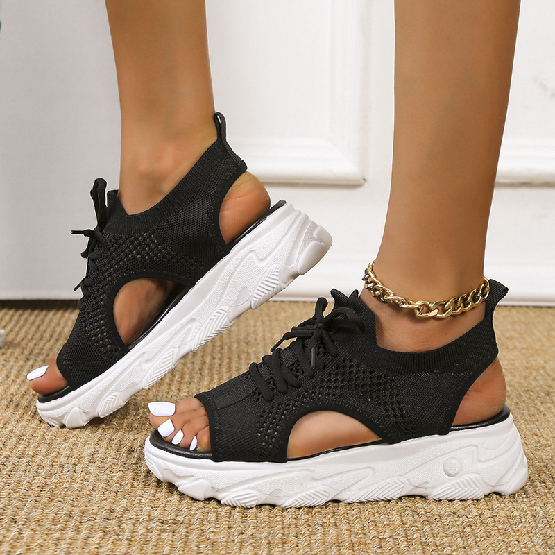 Women's Summer Fashion Sandals Open Toe Lace Front Sandals - Temu
