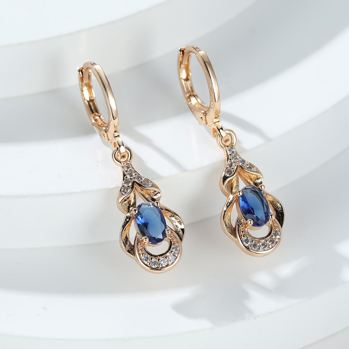 TEMU Women's Elegant Zirconia Drop Earrings 18k Gold Plated Ear Jewelry Banquet Dinner Decor For Women